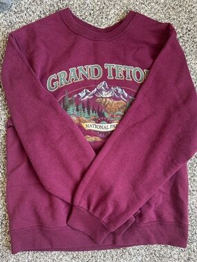 Grand Teton Maroon Graphic Crewneck Sweatshirt -